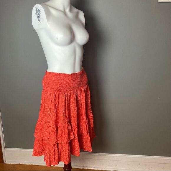 Lauren Ralph Lauren Skirt size 8 cottagecore western red tiered drop waist - Picture 3 of 9